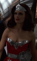 Emily Deschanel in a Wonder Woman outfit