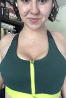 Want a feel of my sweaty, post workout tits?