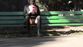 Upskirt at a park bench!