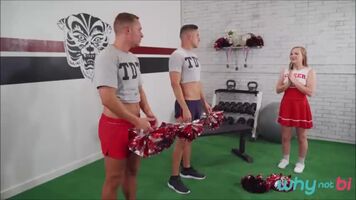 Cute Cheerleader Leads Two Straight Guys Into A Steamy Bisexual Threesome