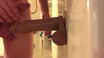 Shower time with dildo