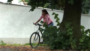 Milena on her bicycle