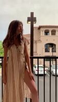 Stunning tall girl anna blossom fingers herself on open balcony for neighbors to see