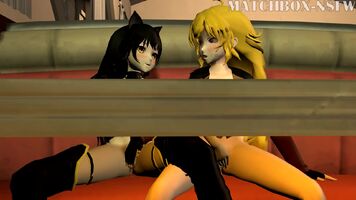 Yang and Blake under the table