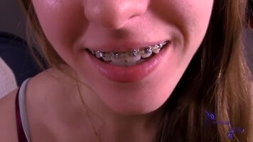 Innocent teen wants your load on her braces