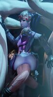 Widowmaker gets her asshole double stuffed with horse cock