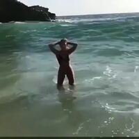 smashed by a wave
